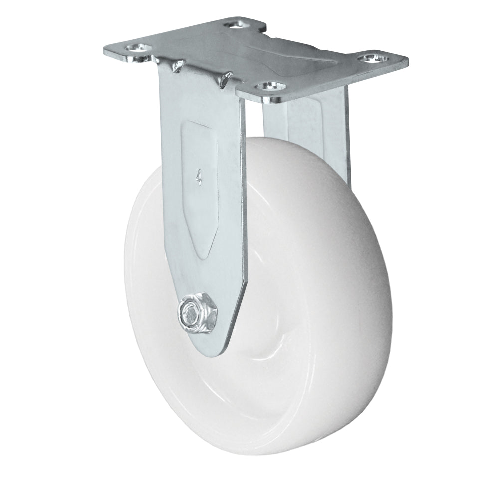 Rigid caster, 4" x 1-1/4" nylon wheel, Plate 2-3/8 x 3-5/8"