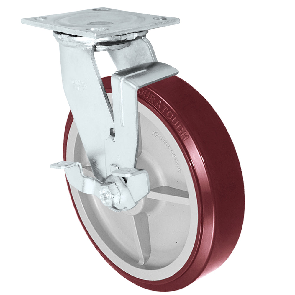 Side brake caster, 8 in. duratough polyurethane wheel (34 Series shown)