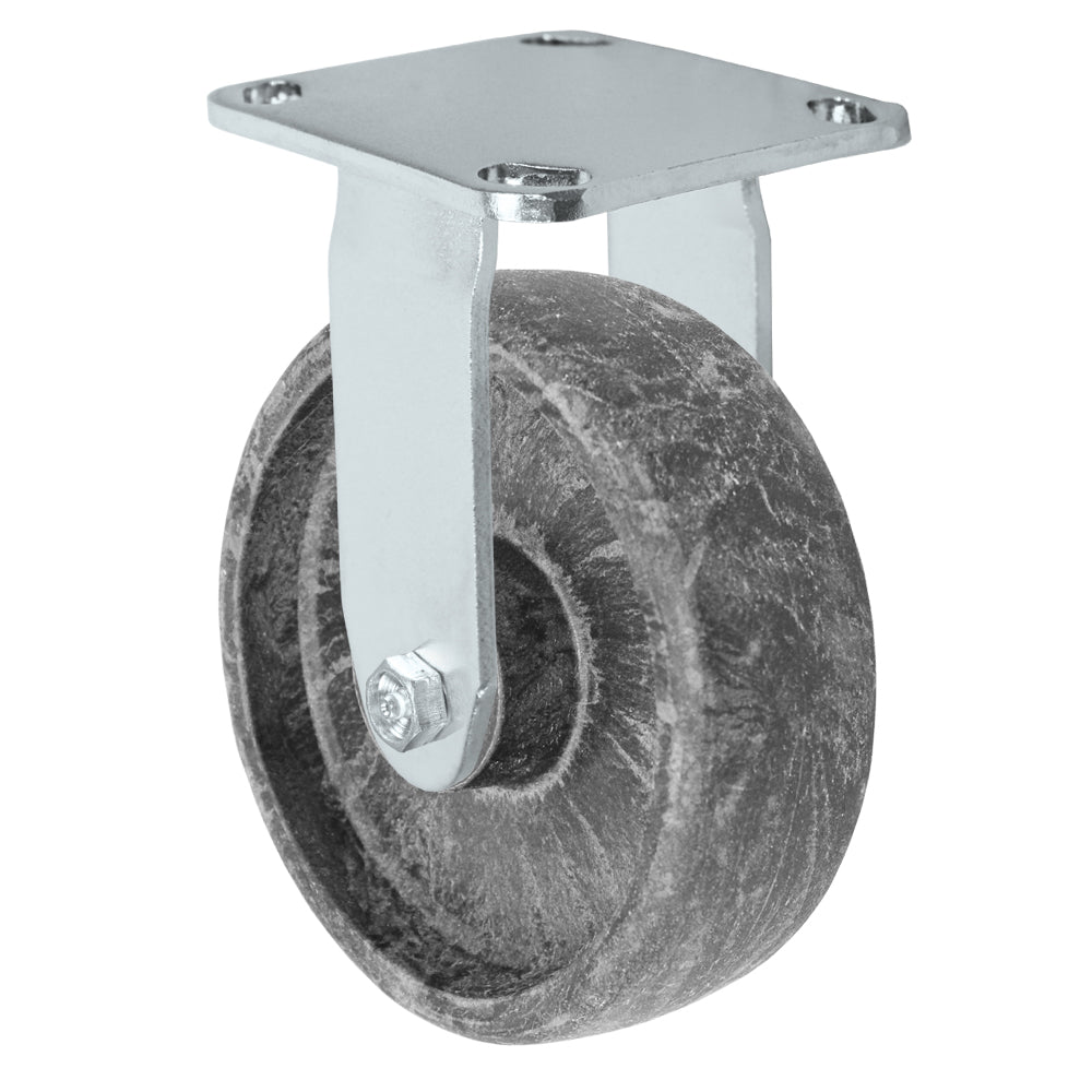 Rigid caster, 6" x 2" high-temp glass-filled nylon wheel, Plate 4 x 4-1/2"