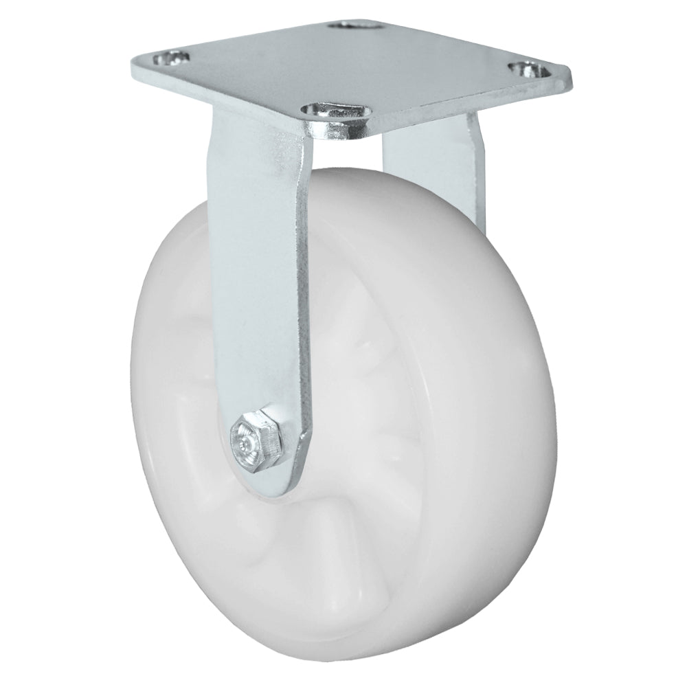 Rigid caster, 6" x 2" nylon wheel, Plate 4 x 4-1/2"