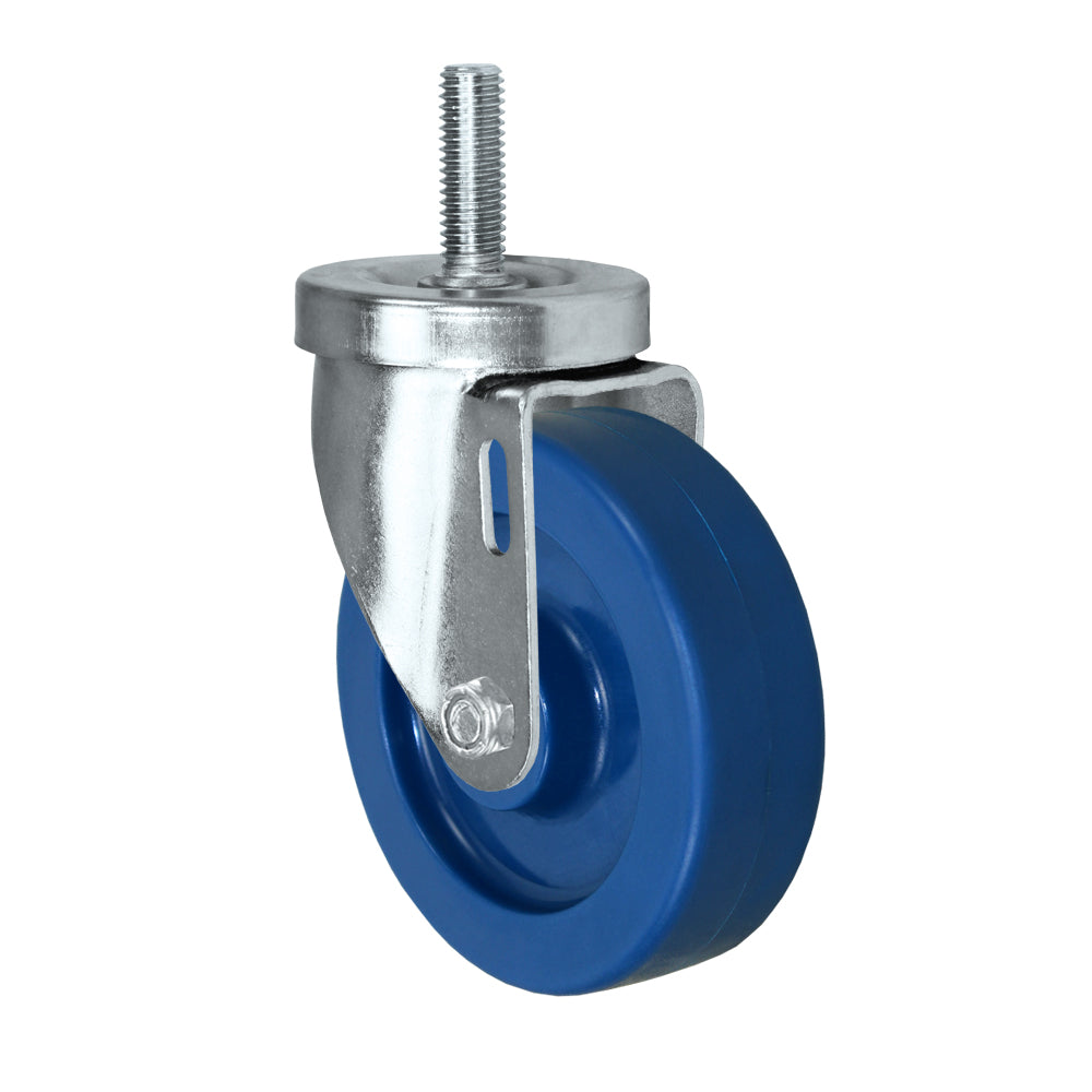 Swivel caster, 4" x 1-1/4" solid polyurethane wheel, Threaded stem 1/2-13 x 1-1/2"