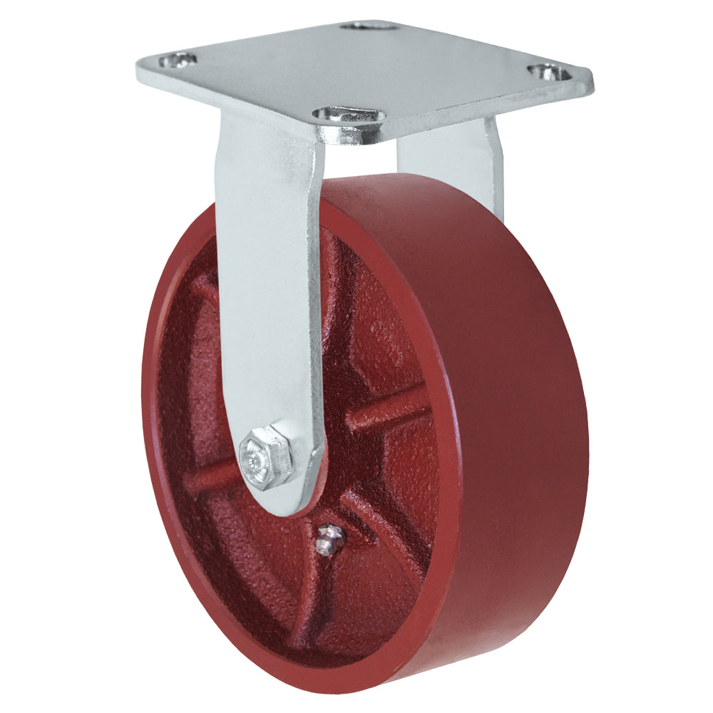 Rigid caster, 6" x 2" ductile steel wheel, Plate 4 x 4-1/2"