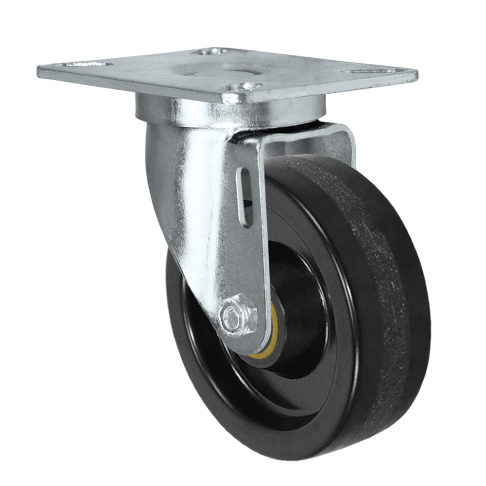 Swivel caster, 4" x 1-1/4" phenolic wheel, Plate 3-1/8 x 4-1/8"