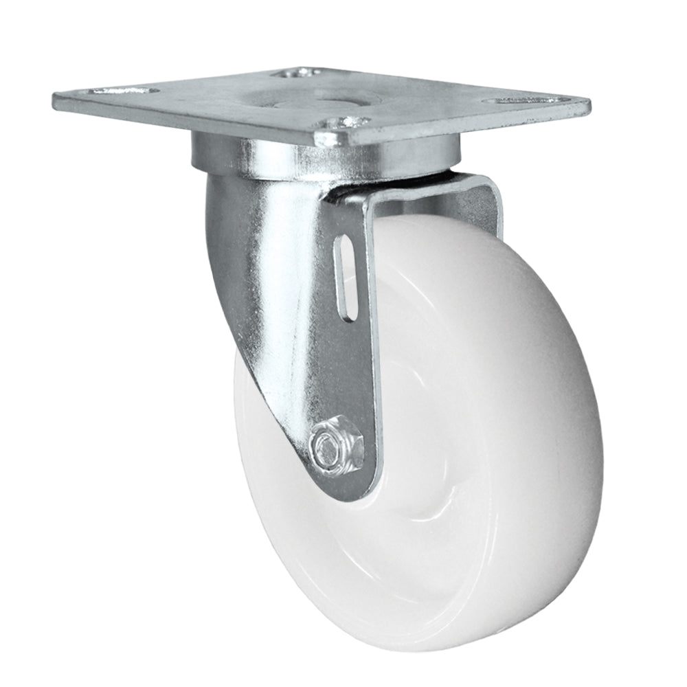 Swivel caster, 4" x 1-1/4" nylon wheel, Plate 3-1/8 x 4-1/8"