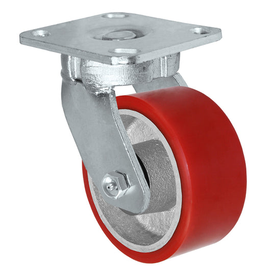 Swivel caster, 4" x 2" polyurethane on steel wheel, Plate 4 x 4-1/2"