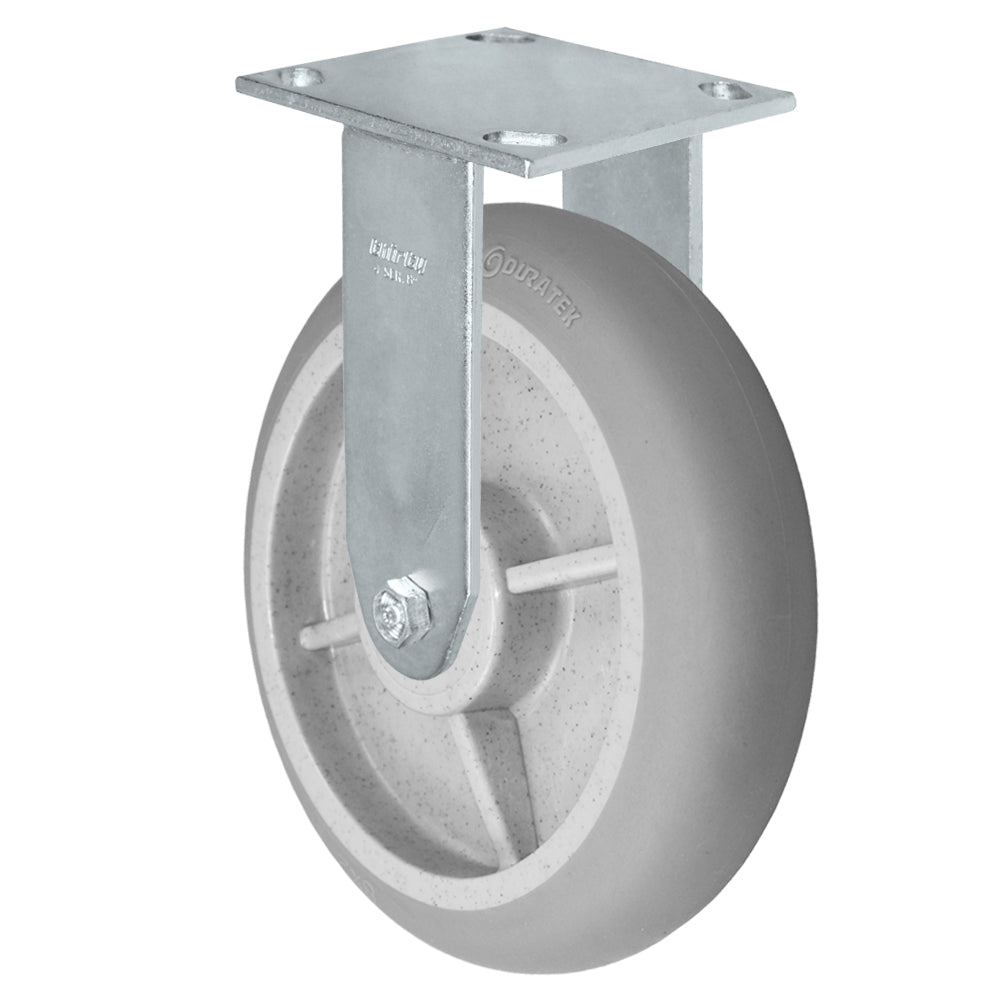 Rigid caster, 8" x 2" duratek donut rubber wheel, Plate 4 x 4-1/2"