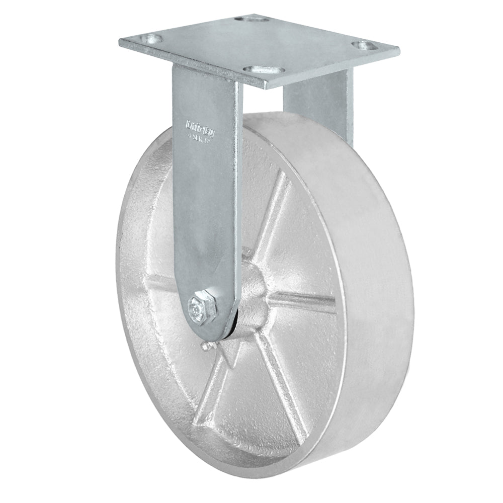 Rigid caster, 8" x 2" semi-steel wheel, Plate 4 x 4-1/2"