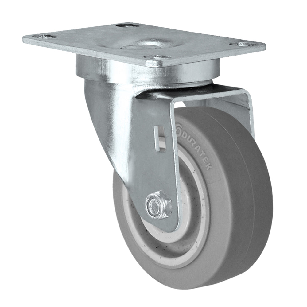 Swivel caster, 3" x 1-1/4" duratek rubber wheel, Plate 2-3/8 x 3-5/8"