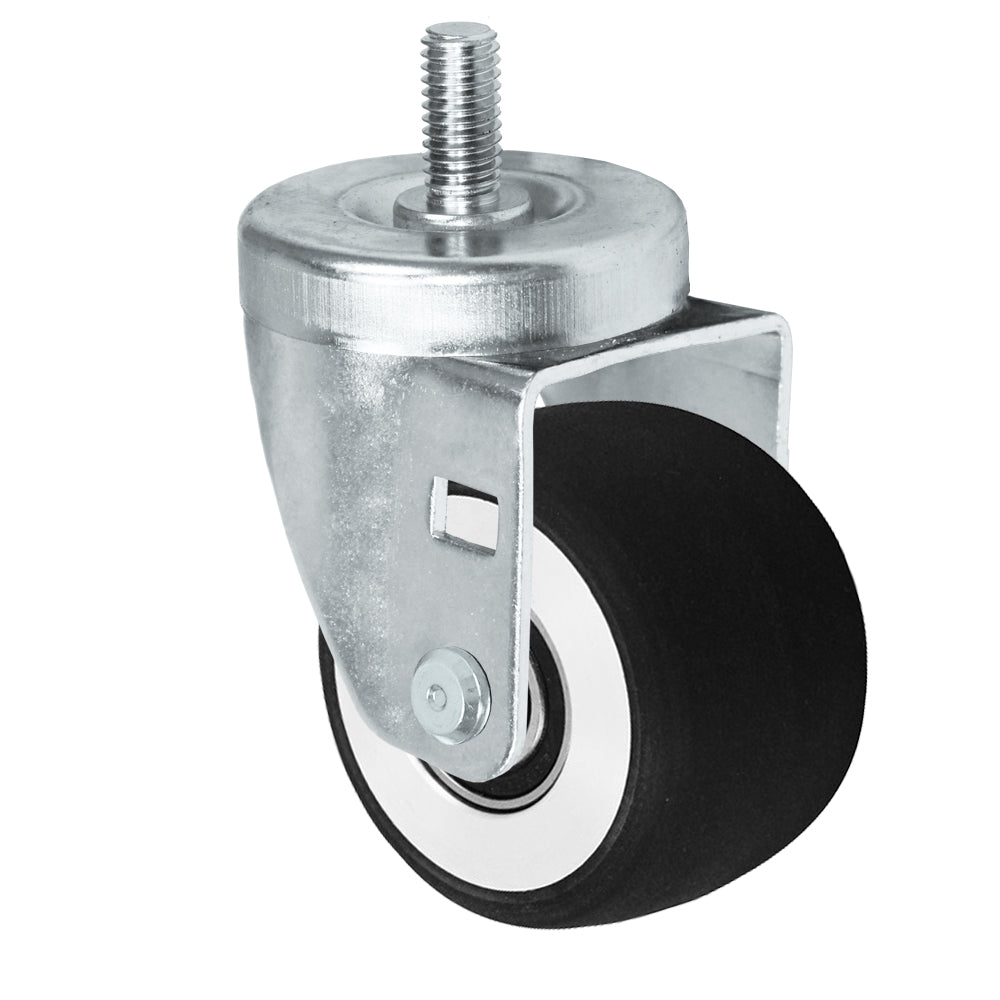 Swivel caster, 3" x 1-13/16" donut polyurethane on aluminum wheel, Threaded stem 1/2-13 x 1"
