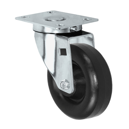 Swivel caster, 4" x 1-1/4" donut polyolefin wheel, Plate 2-3/8 x 3-5/8"