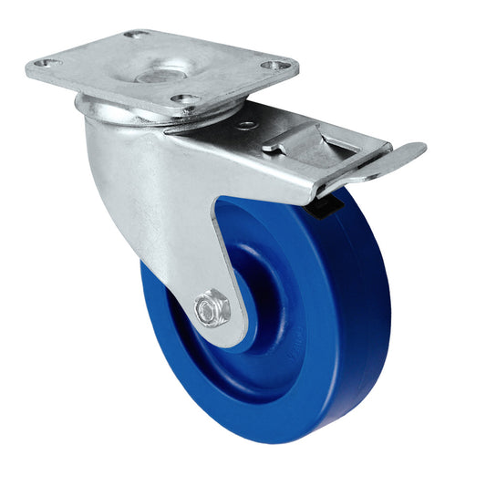Total lock caster, 4" x 1-1/4" solid polyurethane wheel, Plate 2-3/8 x 3-5/8"