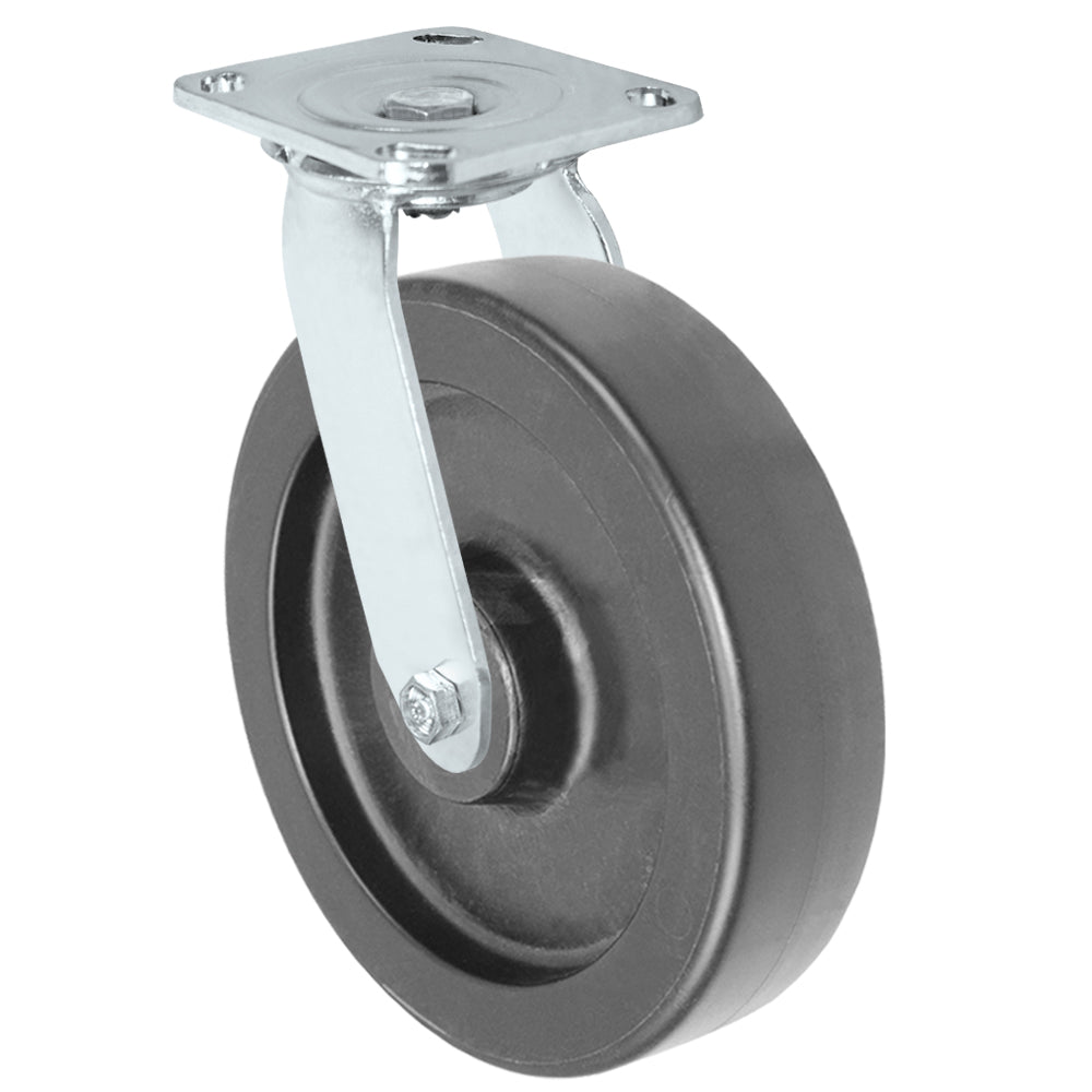 Swivel caster, 8" x 2" hd polyolefin wheel, Plate 4 x 4-1/2"
