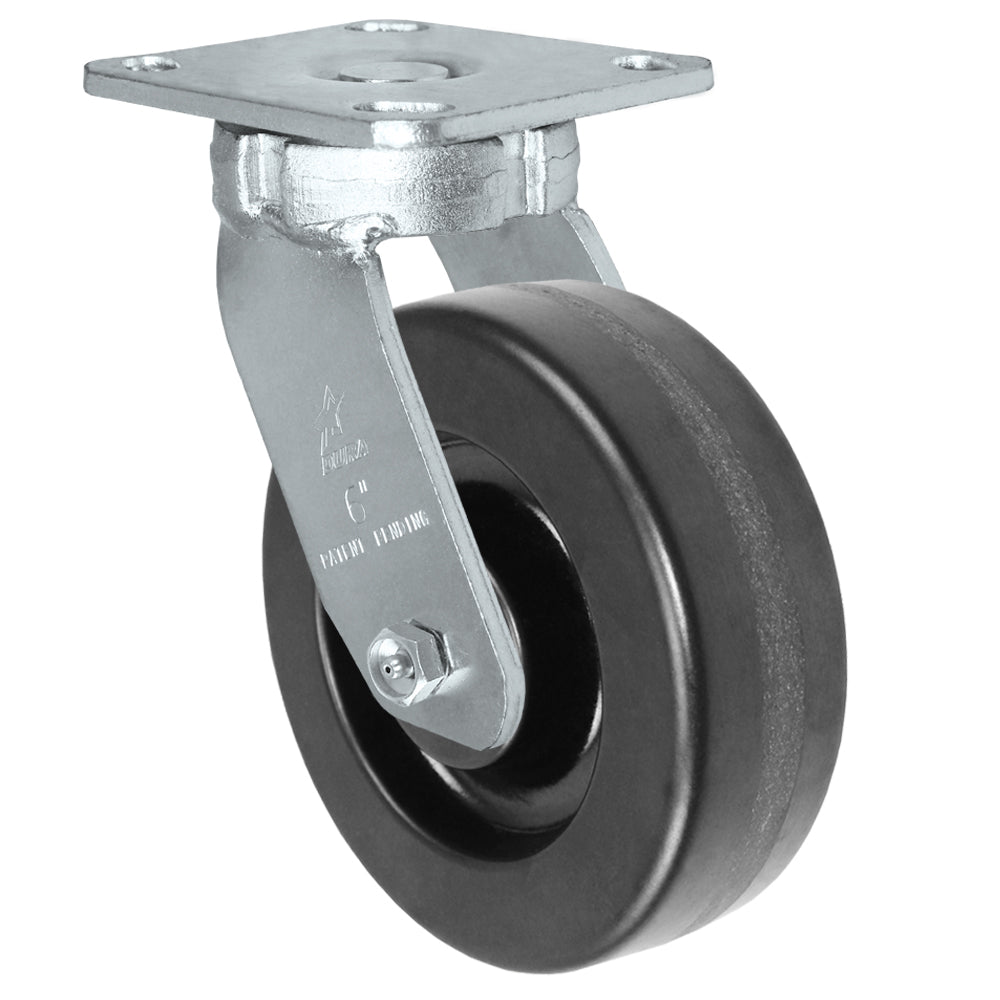 Swivel caster, 6" x 2" phenolic wheel, Plate 4 x 4-1/2"