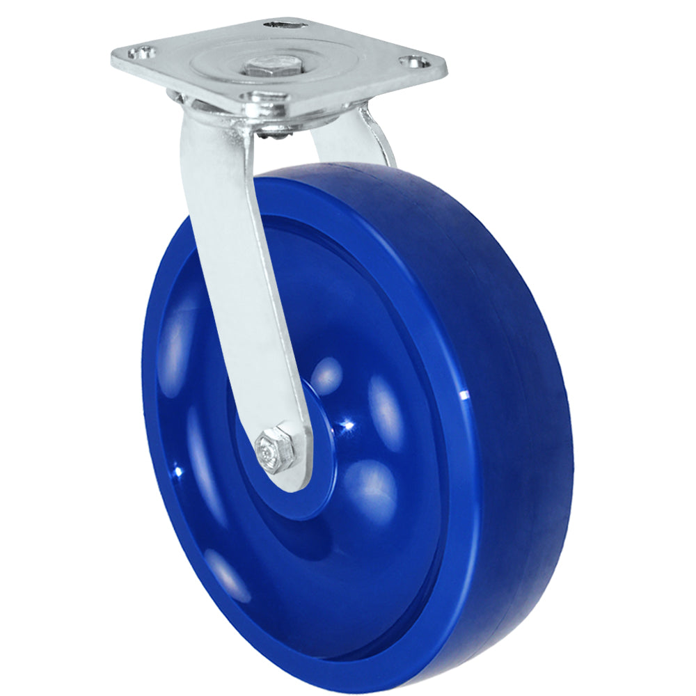 Swivel caster, 8" x 2" solid polyurethane wheel, Plate 4 x 4-1/2"