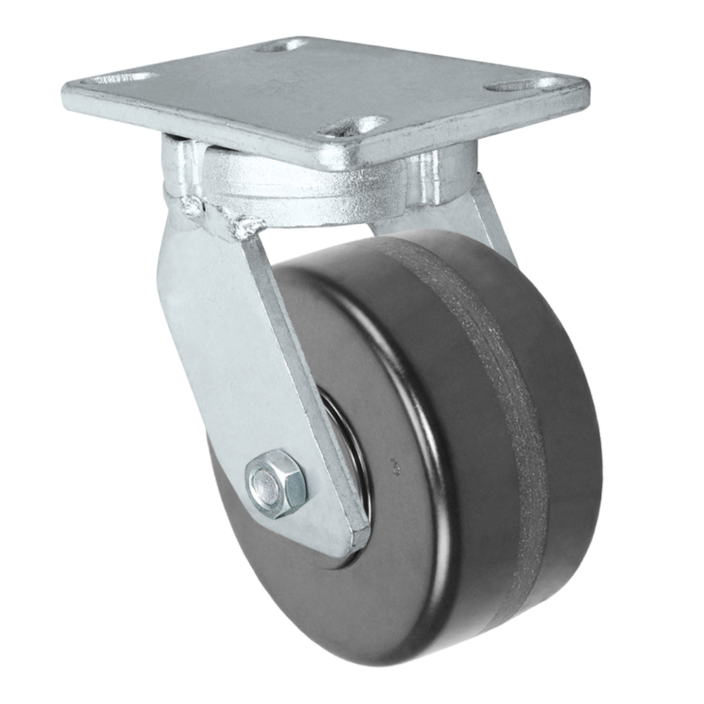Swivel caster, 6" x 3" phenolic wheel, Plate 4-1/2 x 6-1/4"