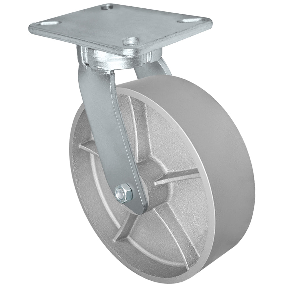 Swivel caster, 10" x 3" semi-steel wheel, Plate 5-1/4 x 7-1/4"
