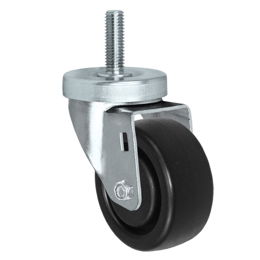 Swivel caster, 3" x 1-1/4" hd polyolefin wheel, Threaded stem 1/2-13 x 1-1/2" (zinc-plated 24 Series shown)