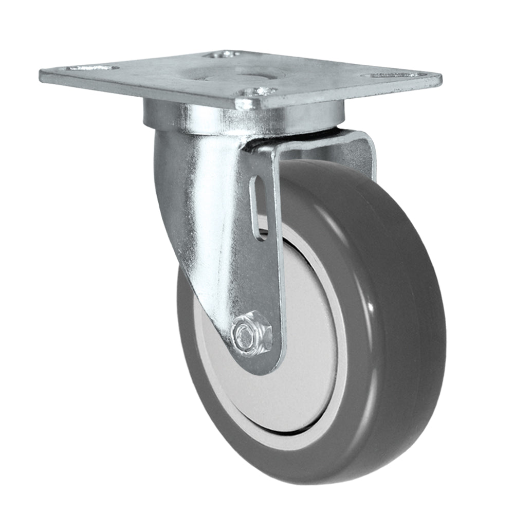 Swivel caster, 4" x 1-1/4" polyurethane wheel, Plate 3-1/8 x 4-1/8"