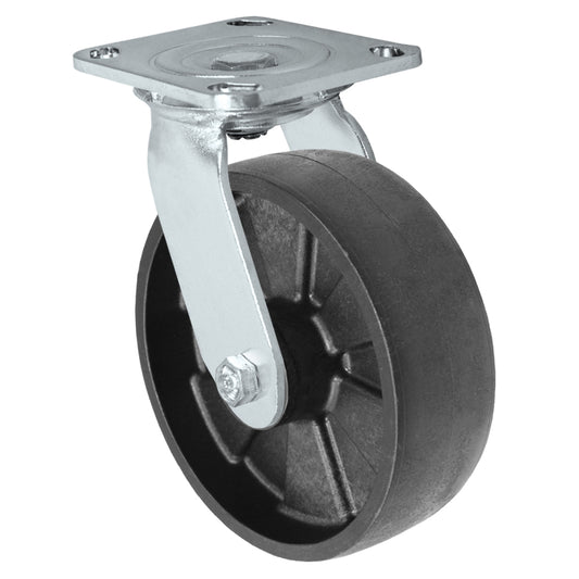 Swivel caster, 6" x 2" glass-filled nylon wheel, Plate 4 x 4-1/2"