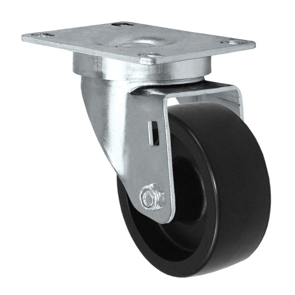 Swivel caster, 3" x 1-1/4" polyolefin wheel, Plate 2-3/8 x 3-5/8"
