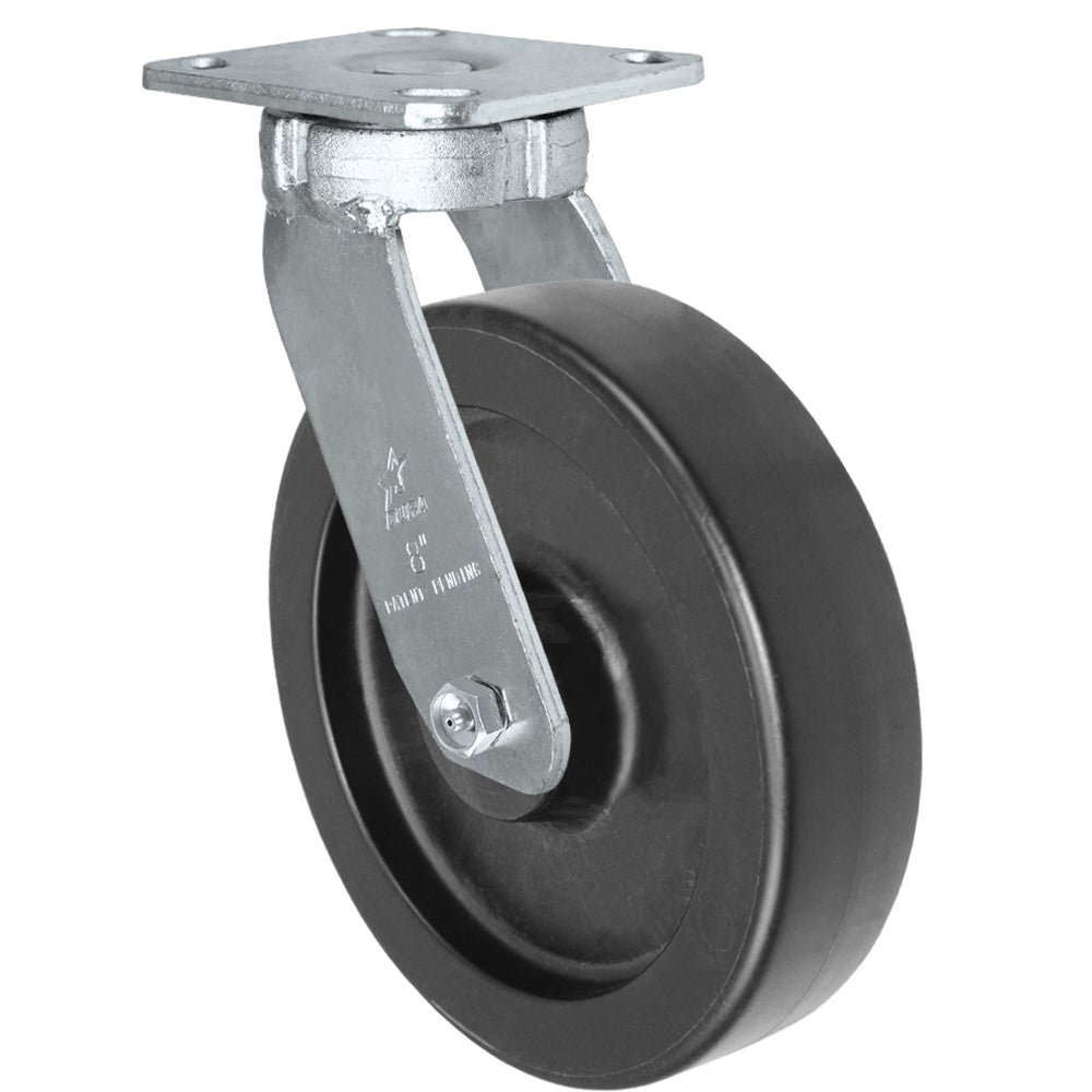 Swivel caster, 8" x 2" hd polyolefin wheel, Plate 4 x 4-1/2"