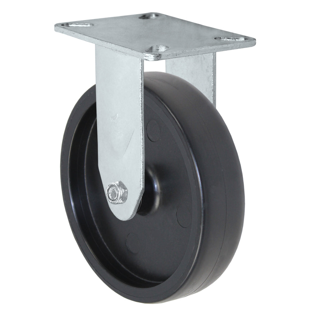 Rigid caster, 5" x 1-1/4" polyolefin wheel, Plate 3-1/8 x 4-1/8"