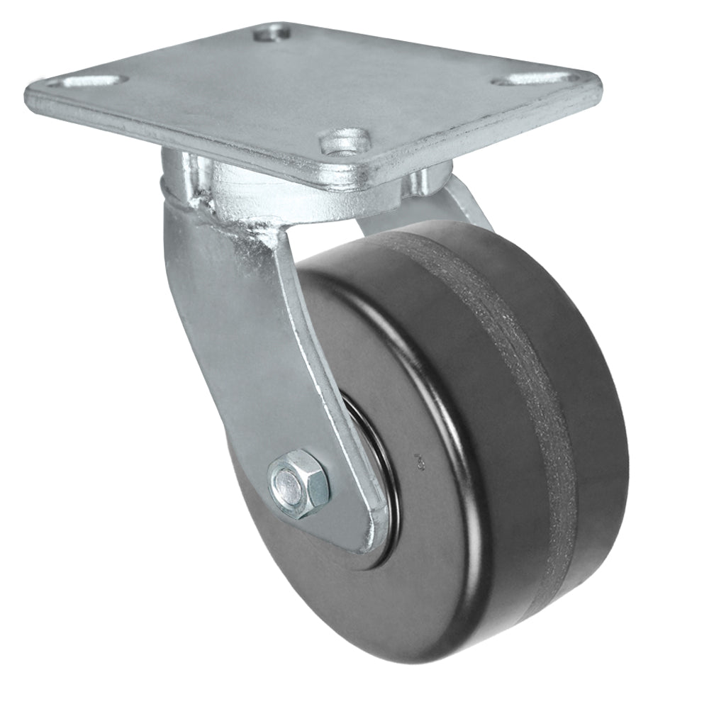 Swivel caster, 6" x 3" phenolic wheel, Plate 5-1/4 x 7-1/4"