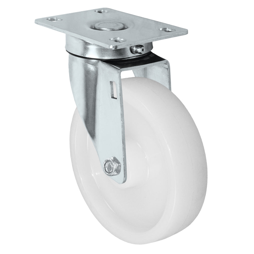 Swivel caster, 5" x 1-1/4" nylon wheel, Plate 2-3/8 x 3-5/8"
