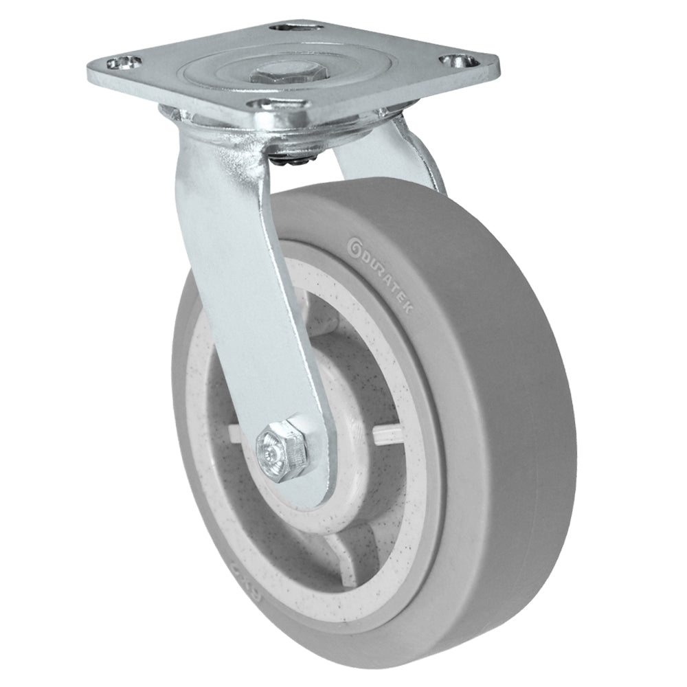 Swivel caster, 6" x 2" duratek rubber wheel, Plate 4 x 4-1/2"