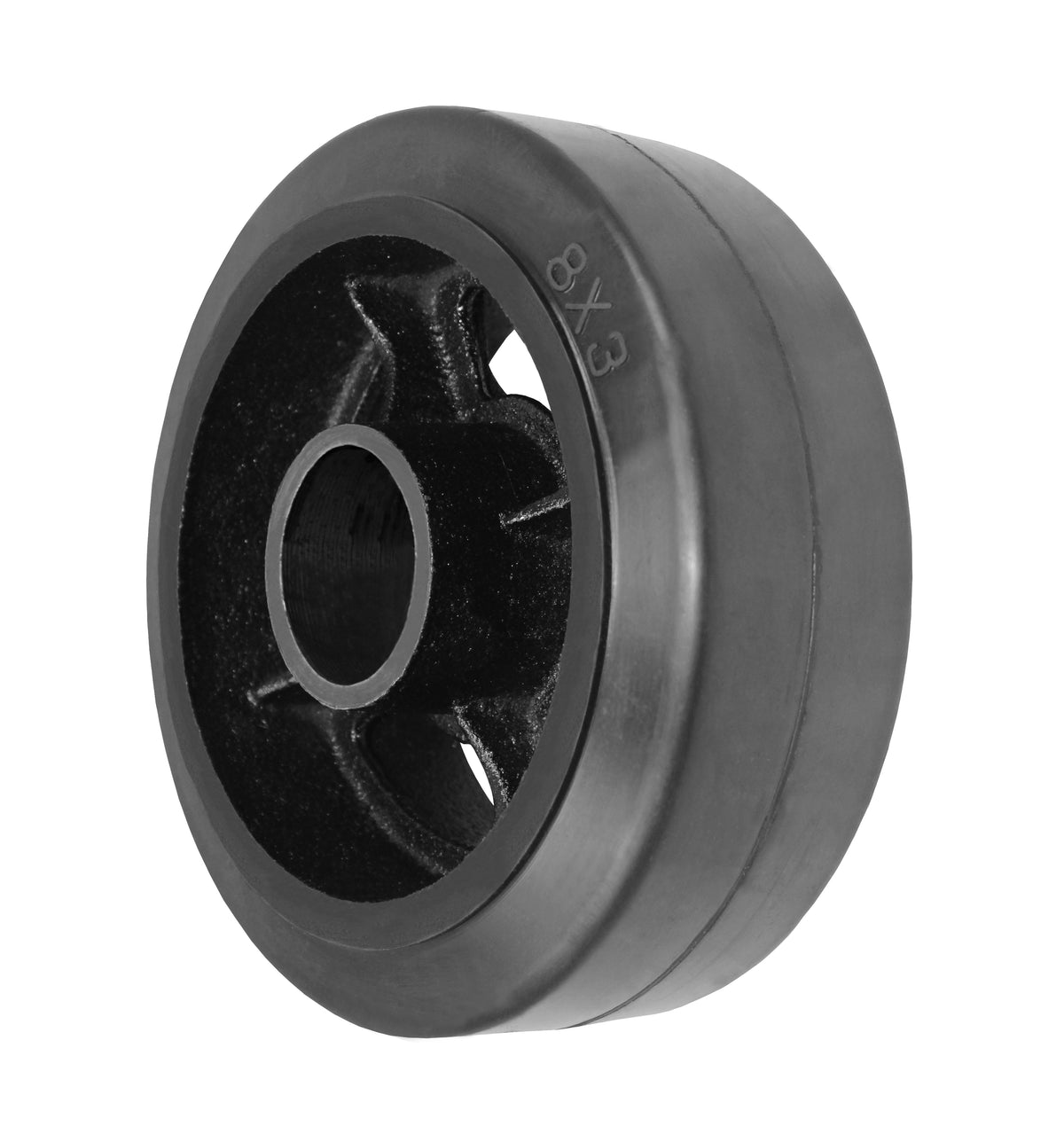 8" x 3" rubber on steel replacement wheel