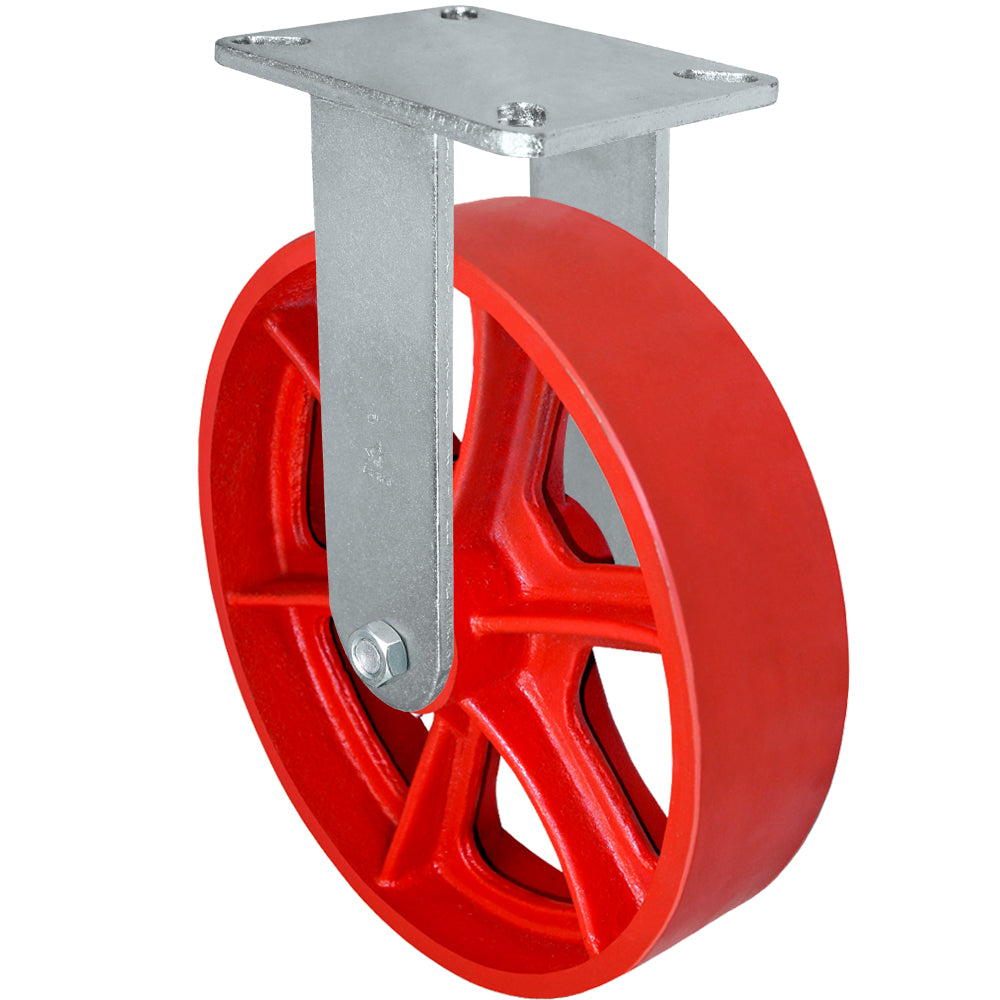 Rigid caster, 12" x 3" ductile steel wheel, Plate 5-1/4 x 7-1/4" (photo from a matching CasterHQ rigid)