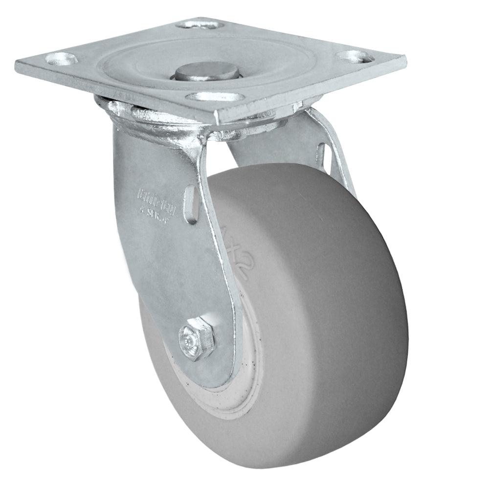 Swivel caster, 4" x 2" duratek donut rubber wheel, Plate 4 x 4-1/2"