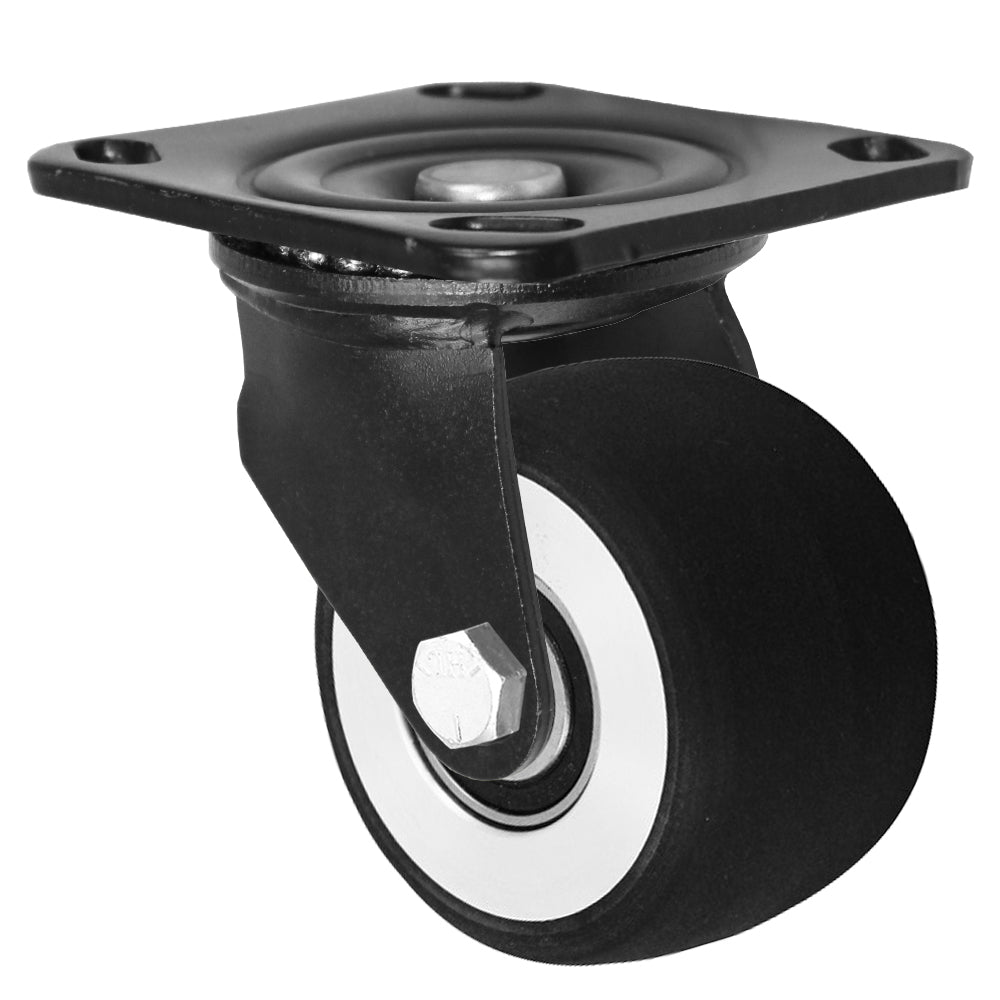 Swivel caster, 3" x 1-13/16" donut polyurethane on aluminum wheel, Plate 4 x 4-1/2"