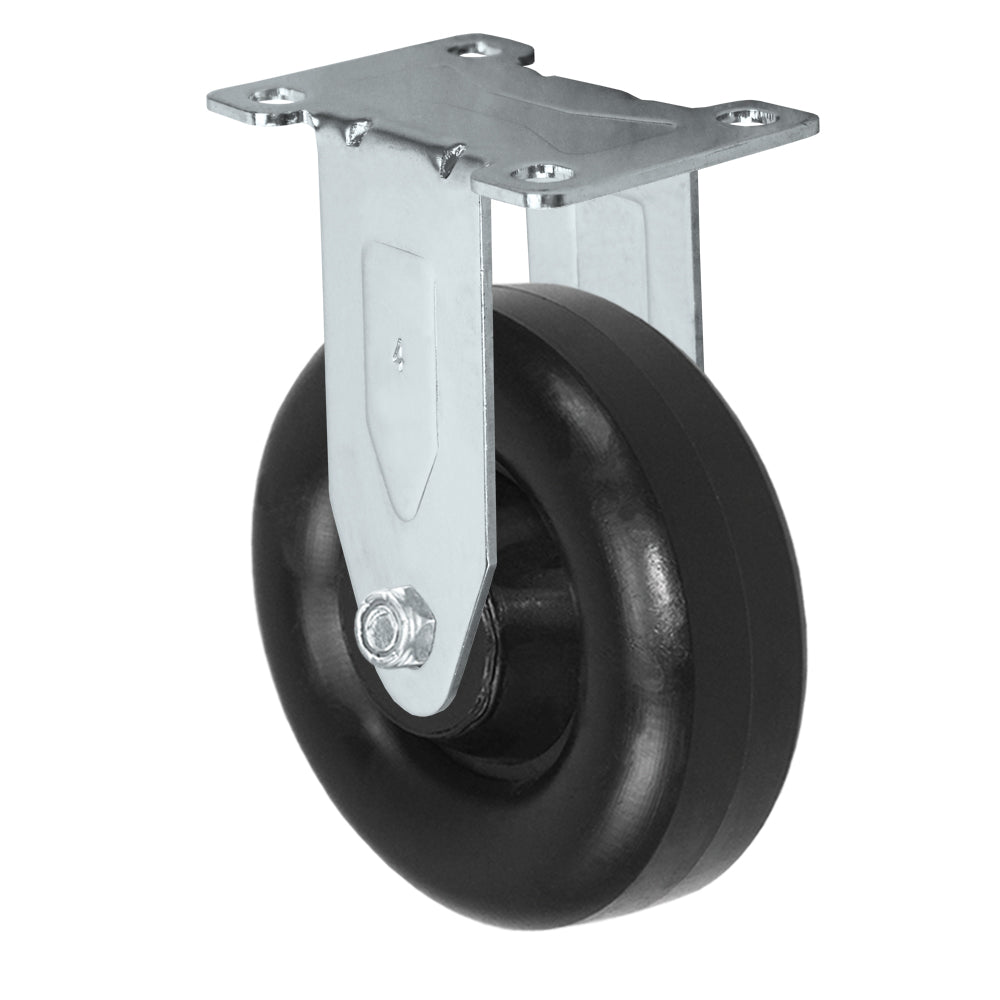 Rigid caster, 4" x 1-1/4" donut polyolefin wheel, Plate 2-3/8 x 3-5/8"
