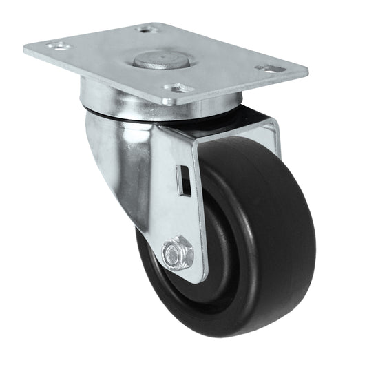 Swivel caster, 3" x 1-1/4" hd polyolefin wheel, Plate 2-3/8 x 3-5/8"