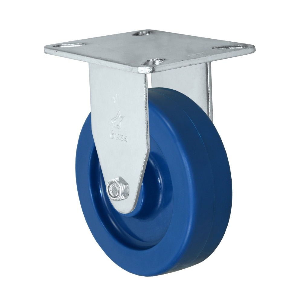 Rigid caster, 4" x 1-1/4" solid polyurethane wheel, Plate 3-1/8 x 4-1/8"