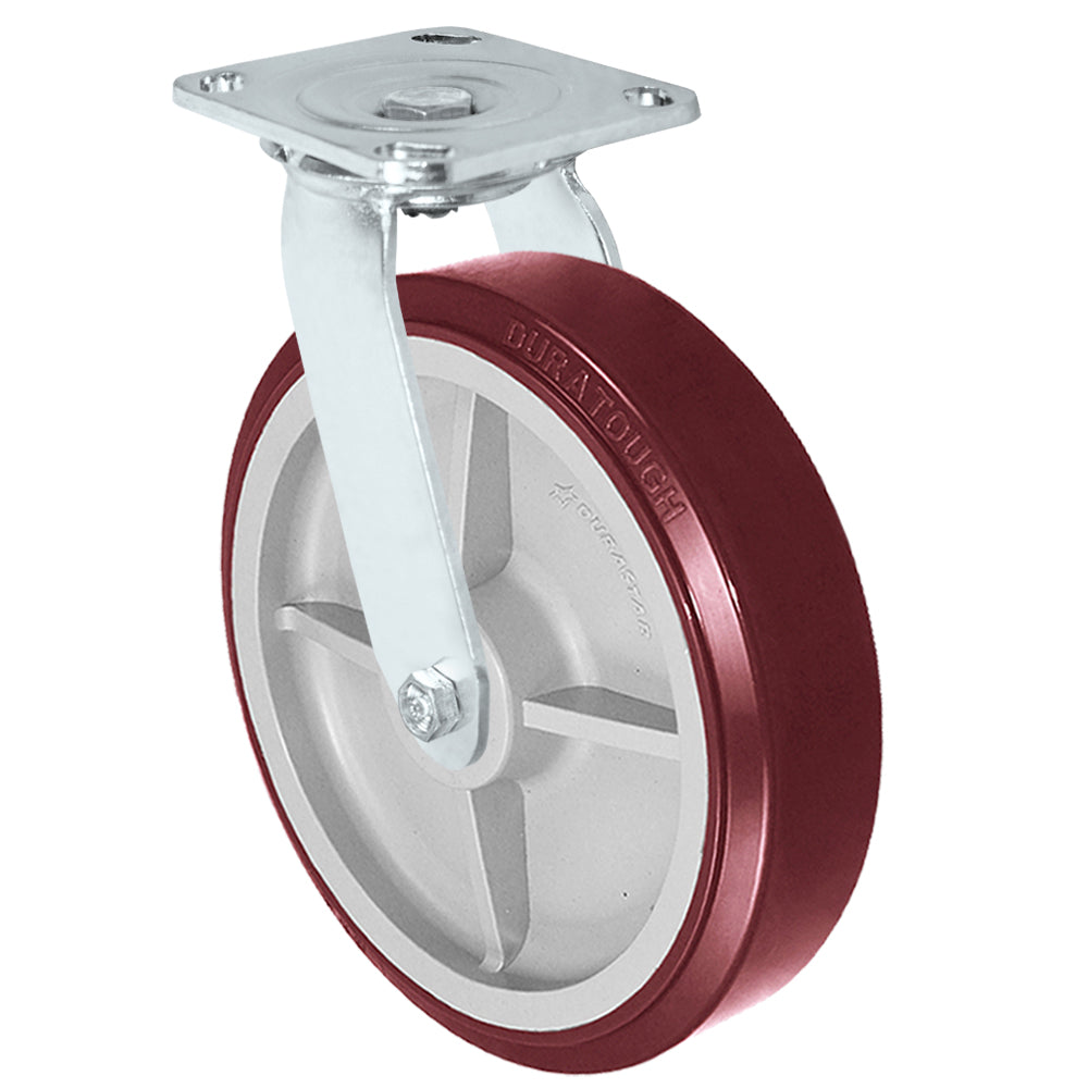 Swivel caster, 4" x 2" duratough polyurethane wheel, Plate 4 x 4-1/2"