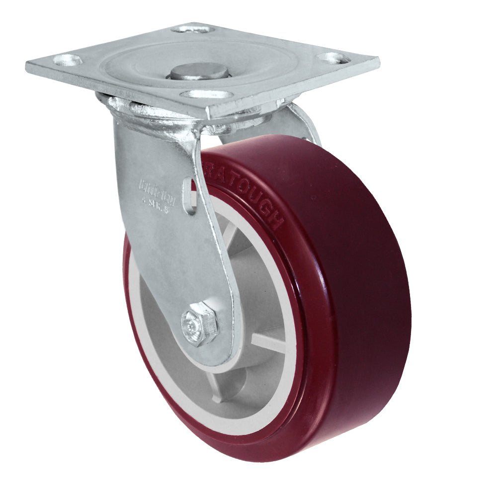 Swivel caster, 4" x 2" duratough polyurethane wheel, Plate 4 x 4-1/2"