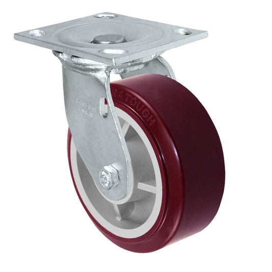 Swivel caster, 4" x 2" duratough polyurethane wheel, Plate 4 x 4-1/2"