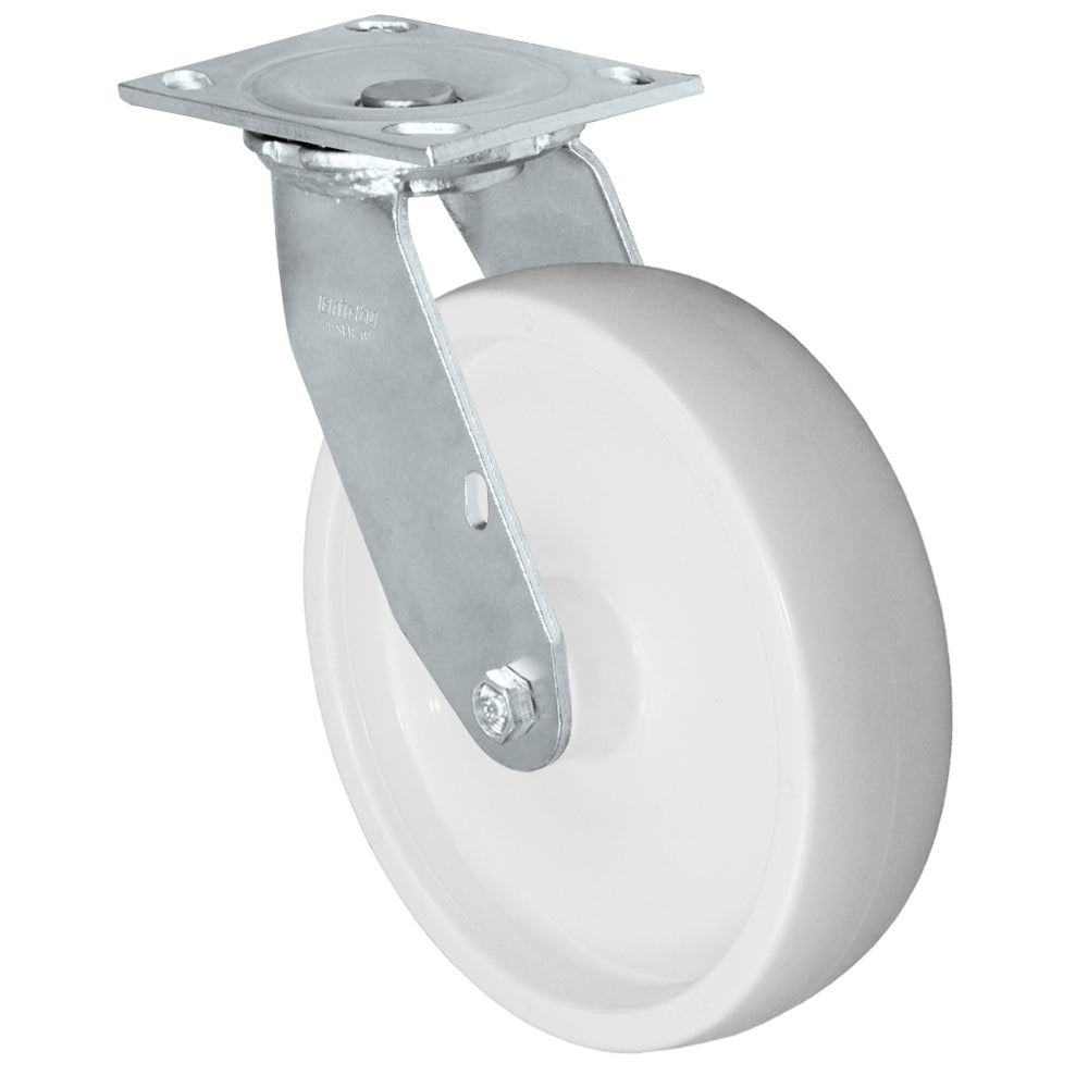 Swivel caster, 8" x 2" polyolefin wheel, Plate 4 x 4-1/2"