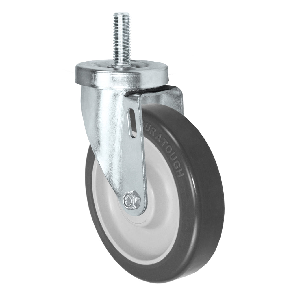 Swivel caster, 3" x 1-1/4" duratough polyurethane wheel, Threaded stem 1/2-13 x 1-1/2" (zinc-plated 24 Series shown)