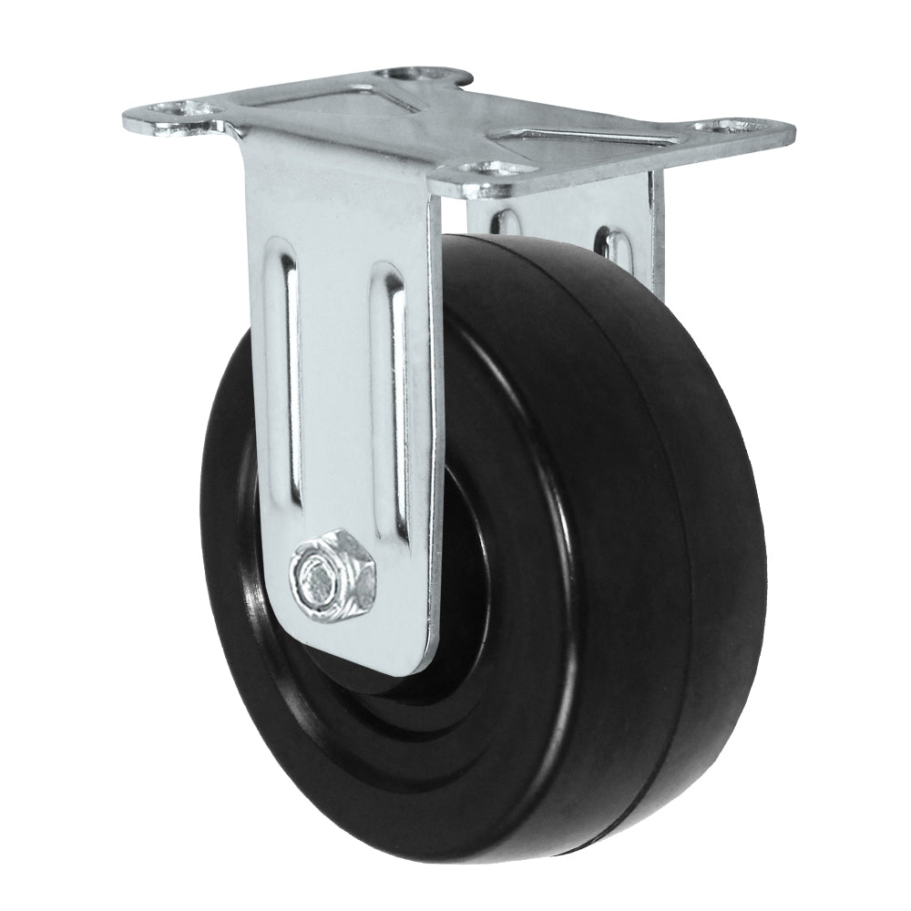 Rigid caster, 3" x 1-1/4" hard rubber wheel, Plate 2-3/8 x 3-5/8"