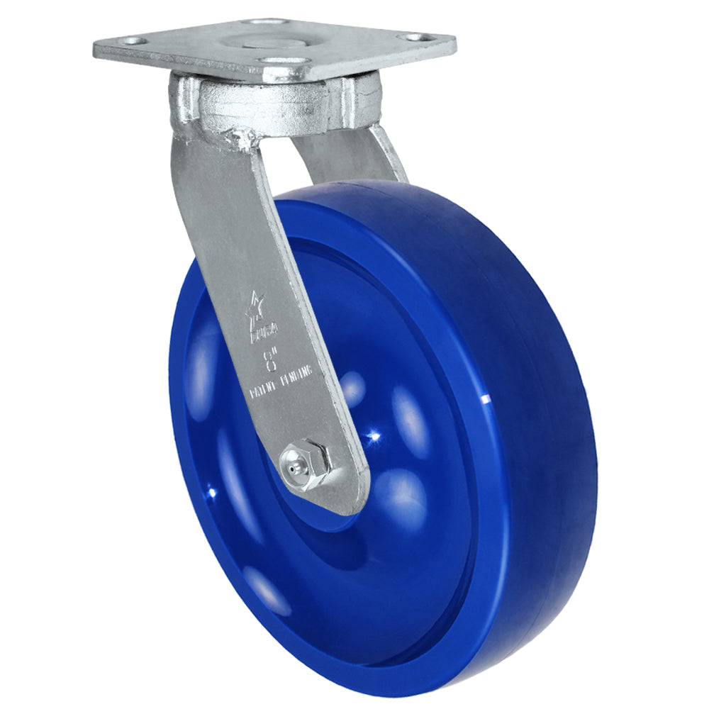 Swivel caster, 8" x 2" solid polyurethane wheel, Plate 4 x 4-1/2"