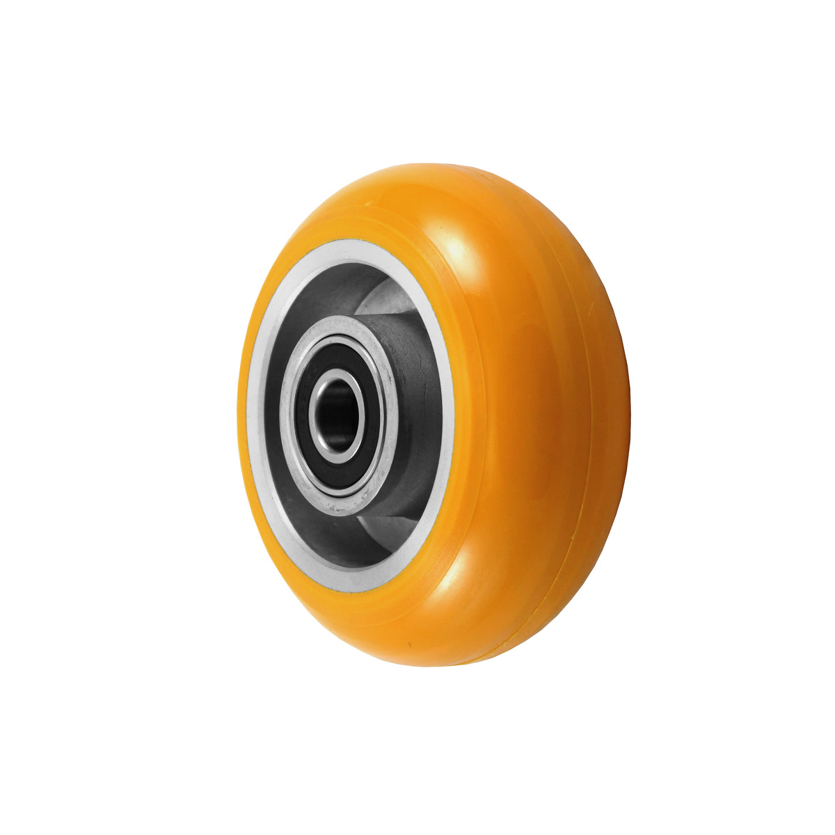 4" x 2" donut polyurethane on aluminum replacement wheel (representative photo)