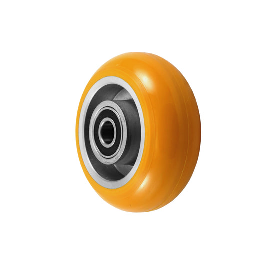 4" x 2" donut polyurethane on aluminum replacement wheel (representative photo)