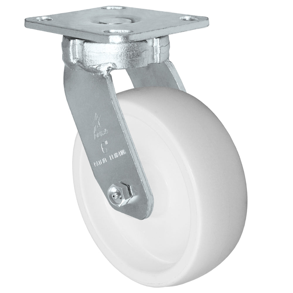 Swivel caster, 6" x 2" polyolefin wheel, Plate 4 x 4-1/2"