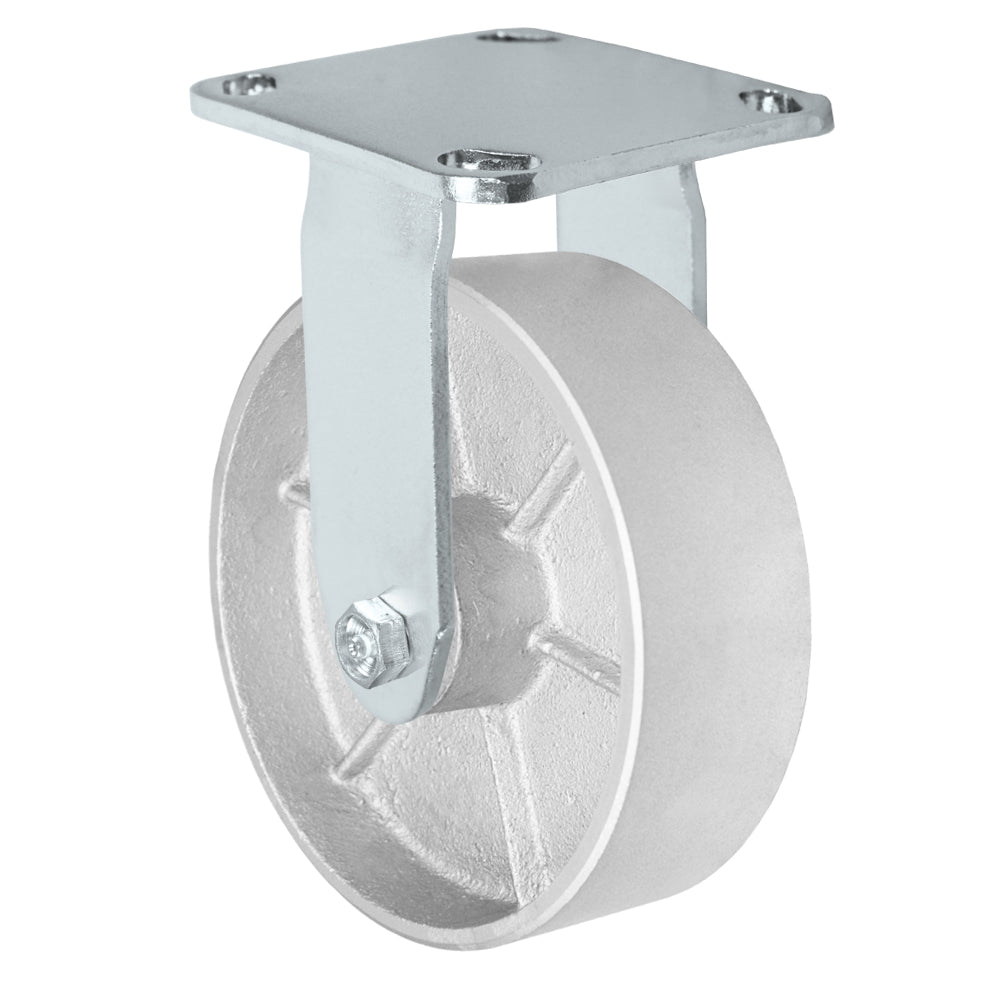 Rigid caster, 6" x 2" semi-steel wheel, Plate 4 x 4-1/2"