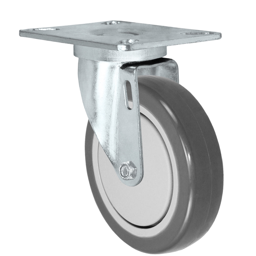 Swivel caster, 5" x 1-1/4" polyurethane wheel, Plate 3-1/8 x 4-1/8"