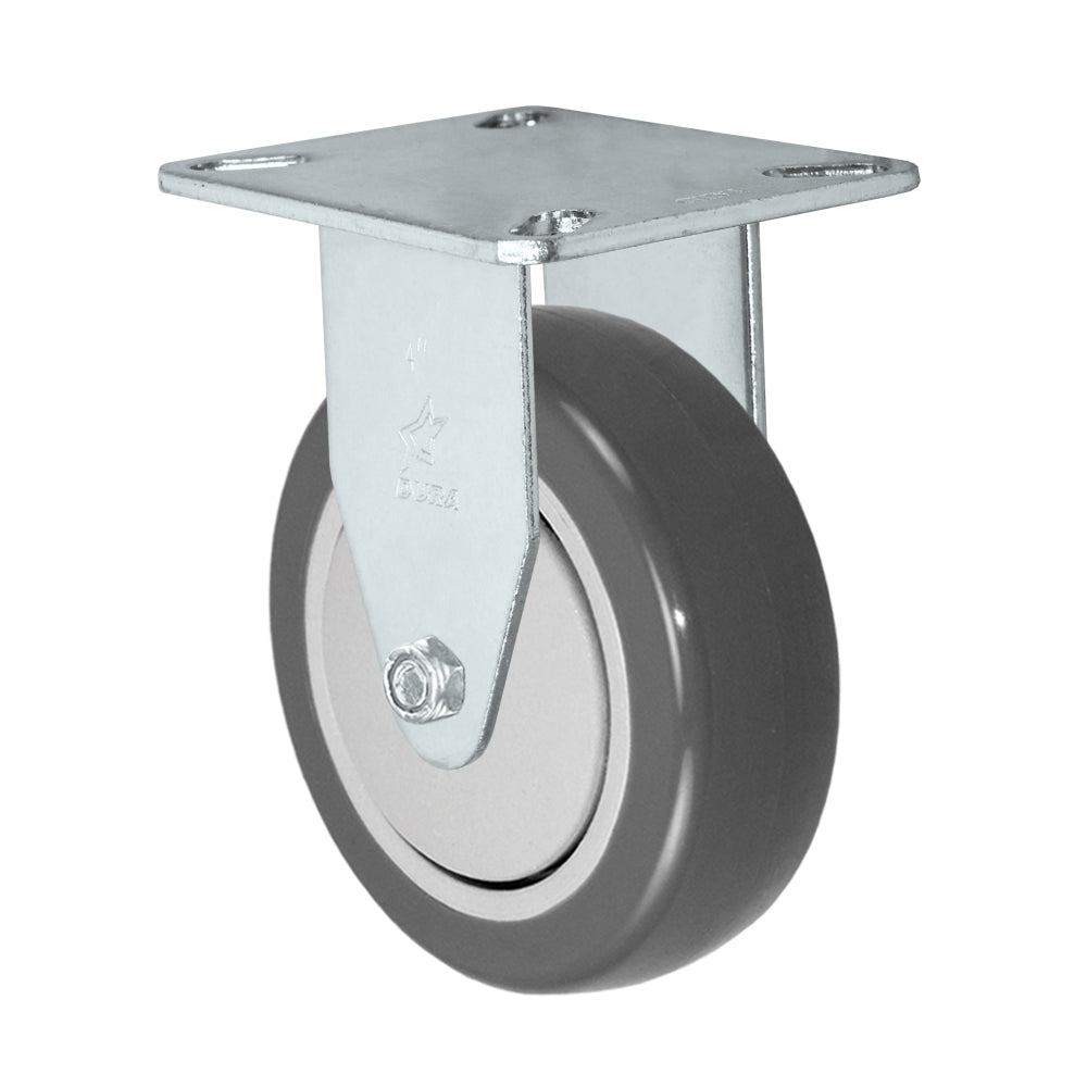 Rigid caster, 4" x 1-1/4" polyurethane wheel, Plate 3-1/8 x 4-1/8"