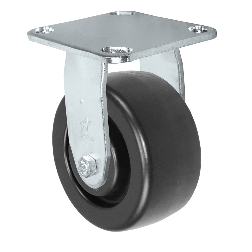 Rigid caster, 4" x 2" hd polyolefin wheel, Plate 4 x 4-1/2"